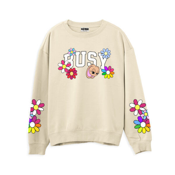 CREWNECK SWEATSHIRT FLOWERS BEIGE